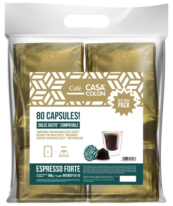 CASA COLON - DOLCE GUSTO® COMPATIBLE COFFEE CAPSULES * - ESPRESSO FORTE - 80 PCS