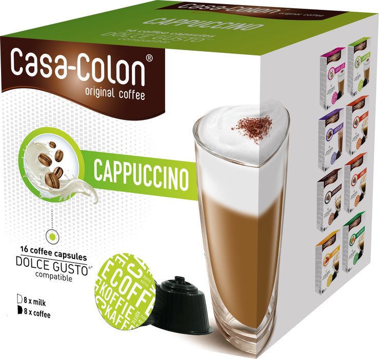 CASA COLON - DOLCE GUSTO® COMPATIBLE COFFEE CAPSULES * - CAPPUCCINO - 16 PCS